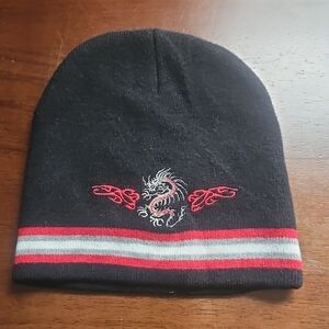 Dragon Embroidered Kids Beanie - Black and Red